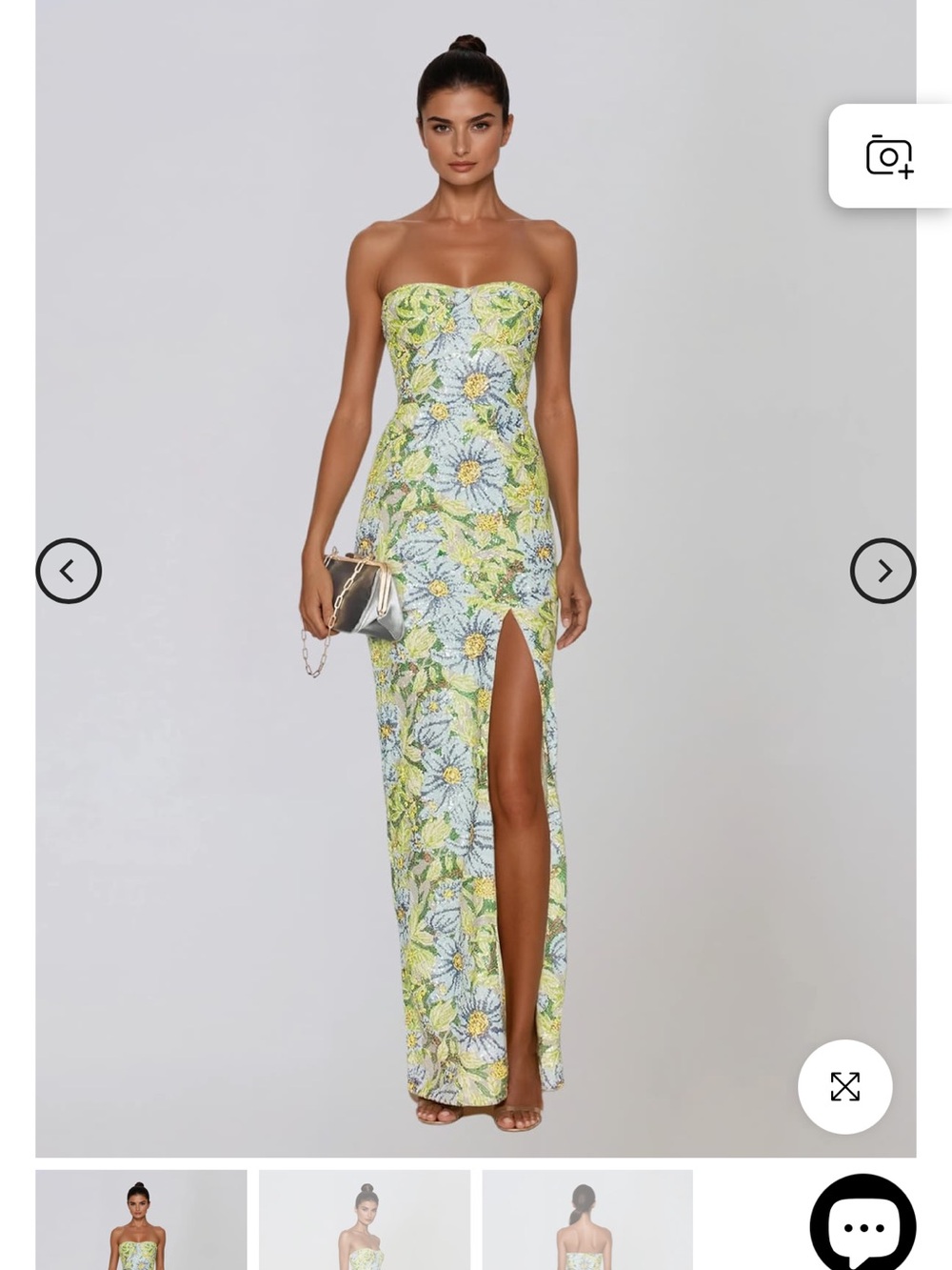 Strapless Floral Maxi Dress in Pastel Yellow and Light Blue